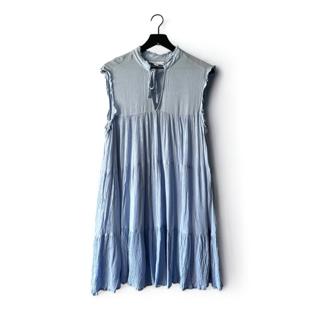And Now This Light Blue Tiered Crinkle Dress Women's Size L